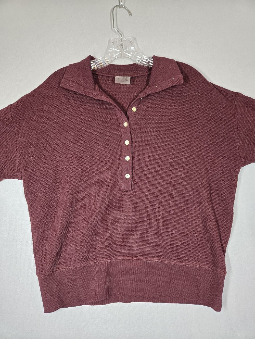 Negative Underwear Waffle Knit Pullover Top Women's Large Garnet - Picture 4 of 12